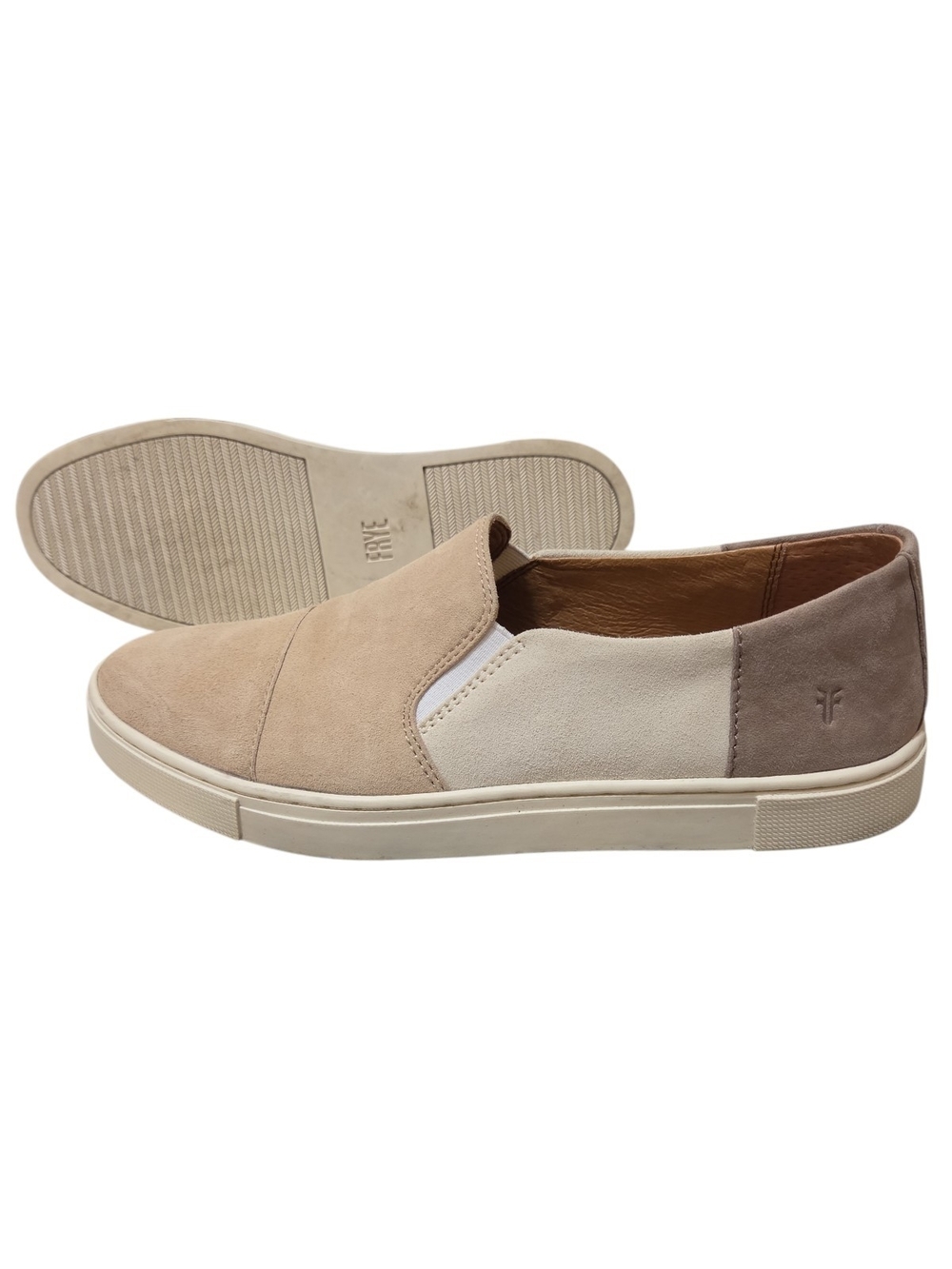 Frye Womens Slip On Suede Sneakers in Beige  Cream and Taupe Size 7M